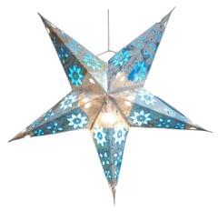 Firozi Turquoise Blue Paper Star: Hanging Lantern With Cutwork Design For Christmas New Year Celebration Party Decoration (chst13)