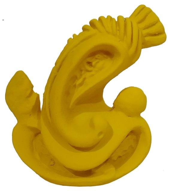 Resin Idol Lord Ganesha: Clay Finish Artistic Statue For Home Temple, Car Dashboard Or Gift, Yellow, Small (12621B)