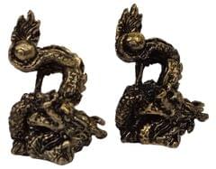 Metal Miniature Statue Dragon Pair: Collectible Set Of 2 Figurines (11235B)
