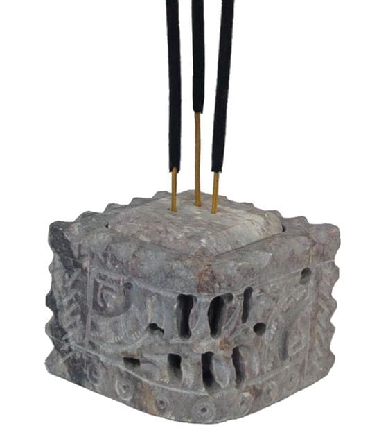 Stone Candle Stand Incense Stick Holder: Multipurpose Agarbatti Stand With Carved Design (12678)