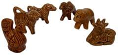 Ceramic Figurines Set Of 6 Animals: Mix Showpiece Statues Of Peacock Lion Deer Camel Horse Elephant (12558A)