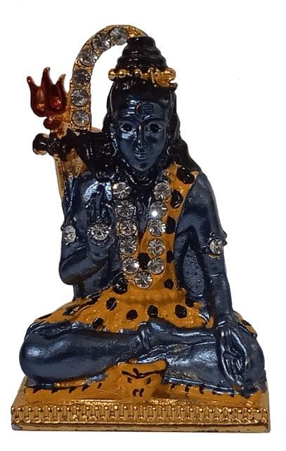 Metal Idol Shiva (Siva Mahadev): Glittering Stones Statue For Home Templa Or Car Dashboard, Small (11848A)