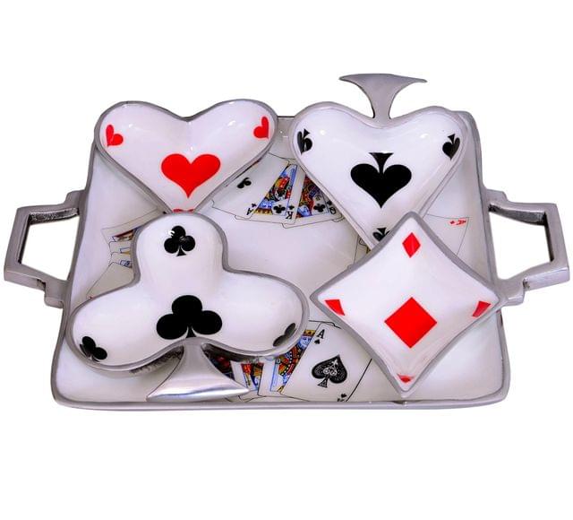 Colorful Playing Cards Serving Tray with 4 bowls Set (10586)