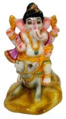 Resin Idol: Ganesh On His Vahan Mount, Mouse Mooshak (12393)
