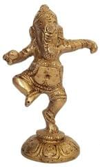 Brass Statue: Dancing Ganesha (Ganapathi/Vinayaka) Idol In Unique Posture (11087)