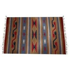 All-Season Area Rug / Carpet / Dhurrie in Wool - "Cosmic Waves": Handwoven by master artisans in Extra Large Size (10064a)
