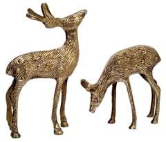 Brass Figurine Deer Bucks Pair: Symbol Of Elegance & Abundance In Feng Shui (12568)
