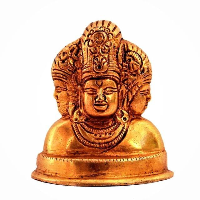 Brass Statue Dattatreya : Lord Brahma Vishnu Mahesh Shiva Tridev Trimurti Statue For Home Temple, Office Table, Shop Counter (11187)