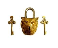 Lion Shaped Brass Lock Antique Handcrafted Locks for Security (10004)