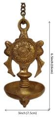 Brass Hanging Diya Nila Vilakku Chakra Oil Lamp: Gada Padma Padmanabha Swami Vishnu Symbol (12280)