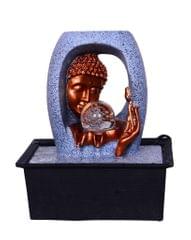 Water Fountain With Finish Gautam Buddha Statue On Stone Finish Archway And Rolling Crystal Ball: Use For Home Decor Or Gifts | Depicts Water In Feng Shui, Vaastu Philosophy | Compact, Light-Weight For Indoor Table Top (10502)