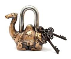 Camel Shaped Antique Handcrafted Brass Padlock for Security (10276)