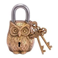 Owl Shaped Brass Lock Antique Handcrafted Locks for Security (10229)