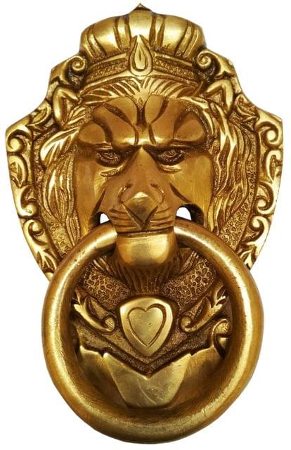 Brass Door Knocker: Antique Lion King Design Gate Handle (11597)