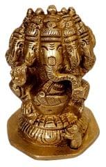Brass Idol Panchmukhi Ganesha: Ganapathi Statue For Home Temple (10696B)