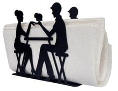 Purpledip Metal Napkin Holder 'Conversations': Charcoal Black Finish Tissue Paper Stand For Kitchen, Dining Or Bar (12684)