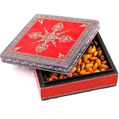 Red and black wood cone art box