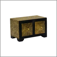 2 drawers brass & wood Treasure box mpr291a1