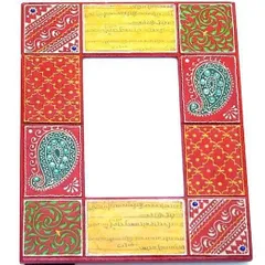 Painted and embossed photo frame "Hindi manuscript" pf24
