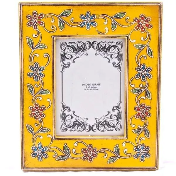 Painted and embossed photo frame "Yellow delight" pf04