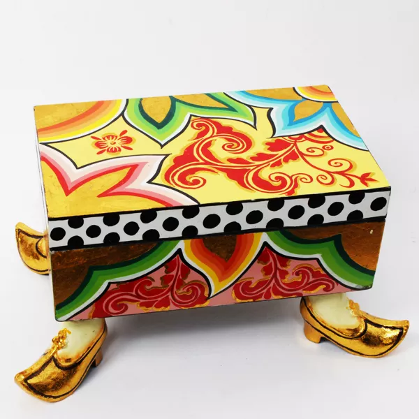 Unique Decorative Box Painted in Deco Colors for a Classy European Feel (10472)