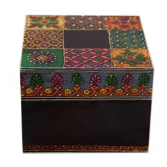 Hand Painted Multicolored Decorative Wood Box 'Jodhpuri Melange' (box05)