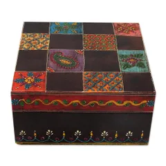 Artisan Crafted Painted Wood Decorative Box and Lid, 'Jodhpur Gala' (box09)