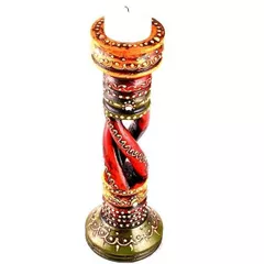 Spiral painted wooden candle stand ch22