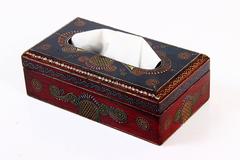 Painted Wooden Tissue Box (Red) tb04