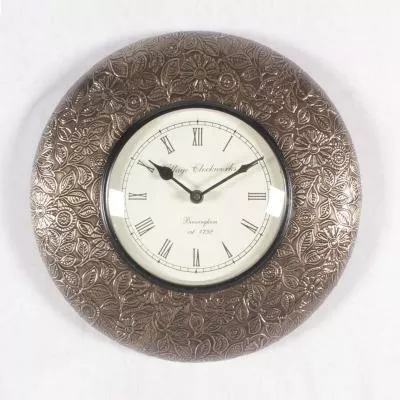 Brass Covered Wooden Analog Wall Clock clock30