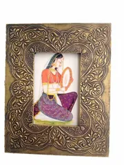 Brass and wood photo frame "floral delight" pf10