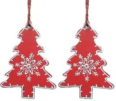 wooden christmas decoration, Set of 2, 4 inches (chred13)
