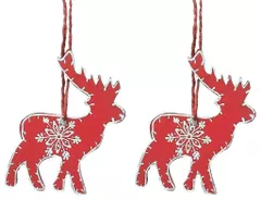 Wooden Christmas decoration, Set of 2, 4 inches (chred16)