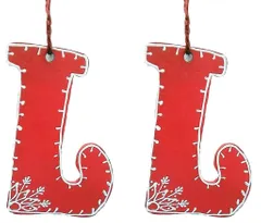 Wooden Christmas decoration, Set of 2, 4 inches (chred17)