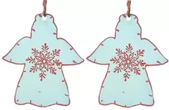Wooden Christmas decoration, White, Set of 2, 4 inches (chwt15)