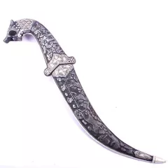 Damascus Iron Decorative Dagger with Intricate Carving (A20044a)