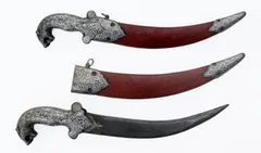 Leather scabbard Decorative dagger with tiger head (a92)