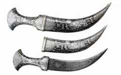 Antique Design Koftgiri Work Decorative Dagger: Royal Procession (a103)