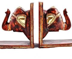 Wood-Brass Bookends 'Royal Welcome' (bk02)