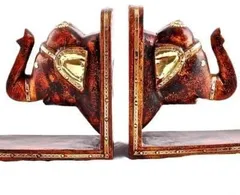 Wood-Brass Bookends 'Royal Welcome' (bk02)