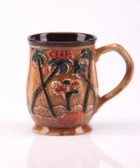 Goa Beach Ceramic Coffee / Beer Mugs, Indian Souvenir from Goa (10050)