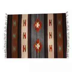 All-Season Area Rug / Carpet / Dhurrie in Wool - "Water Channels": Handwoven by master artisans in Medium Size (3 ft*2 ft or 6 Squre ft (10067h)