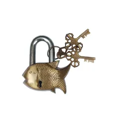 Fish Shaped Brass Lock Antique Handcrafted Locks for Security (10230)