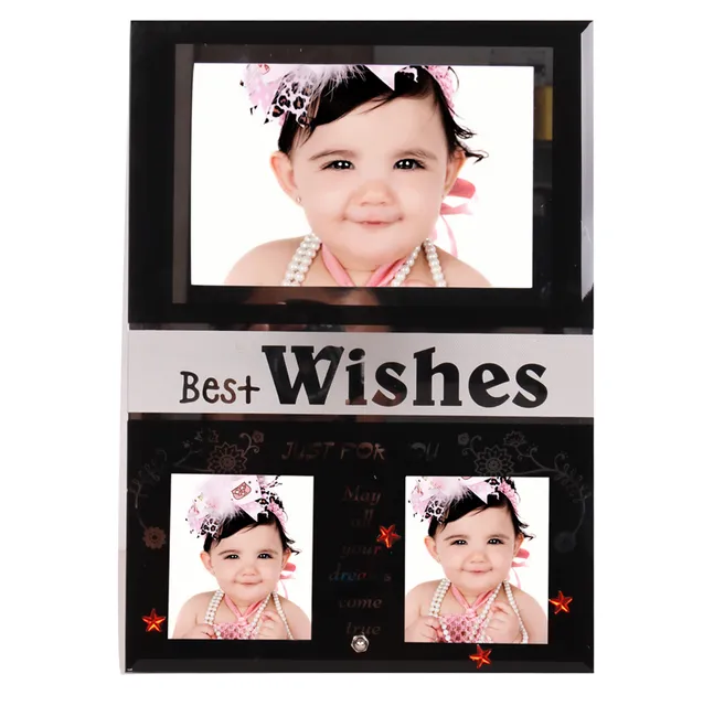 Glass Collage photo frame for Desktop, 3 photos of size 4x6 and 2x2 (10241)