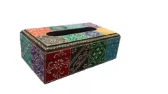 painted wooden tissue box 10X5X4 inches (10214)