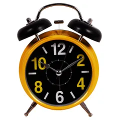 Classic Table Alarm Clock with push button Light,Yellow Color (10265)