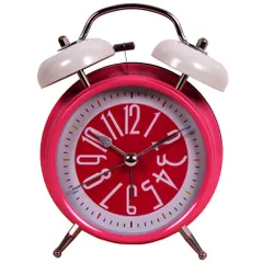 Classic Table Alarm Clock with push button Light, Pink Color (10266)