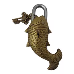 Fish Shaped antique Handcrafted brass padLock for Security,Big sized (10277)