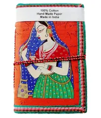 Handmade Paper Journal Diary Notebook Indian Folk Lady Ragini: Stitched In Traditional Indian Style (10406)