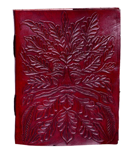 Leather Diary / Journal / Notebook "Bacchus, The God Of Nature And Festivity": Naturally Treated Paper Encased In Goat Leather Cover For Corporate Gift or Personal Memoir (10510)